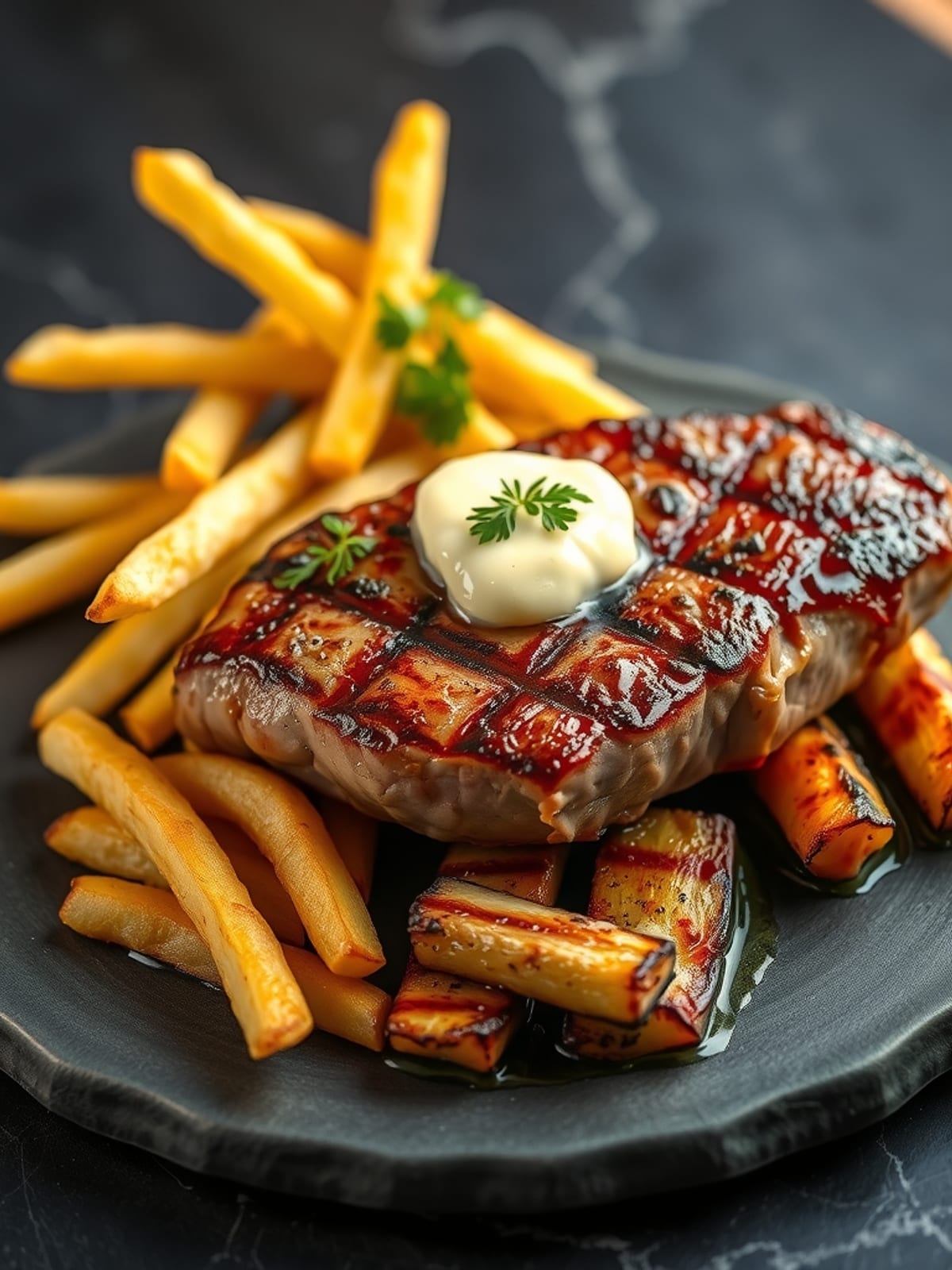 Saftiges Schweinerückensteak (Foto folgt)